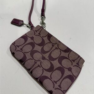 Coach Signature Pattern Purple Wristlet